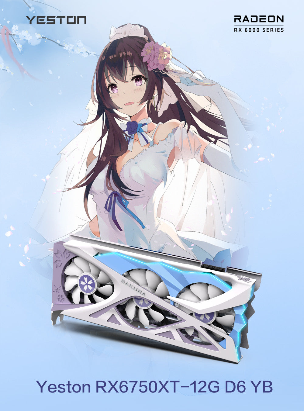(Open Box Only US)Yeston Sakura Radeon RX 6750 XT 12GB D6 GDDR6 192bit 7nm video cards Desktop computer PC Video Graphics Card