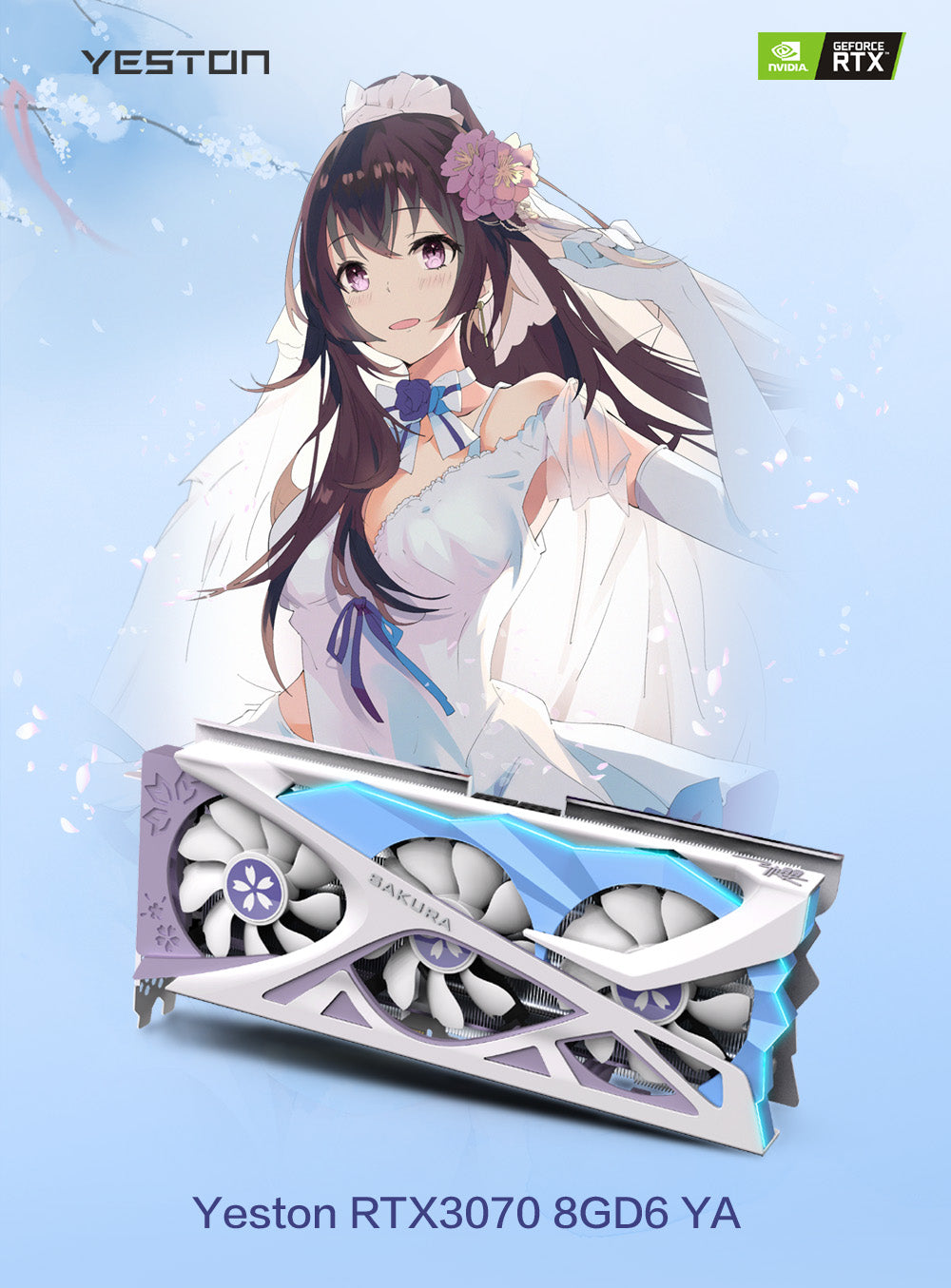 Yeston Sakura Nvidia GeForce RTX 3070 Graphics Card 8G 256bit GDDR6 Gaming GPU