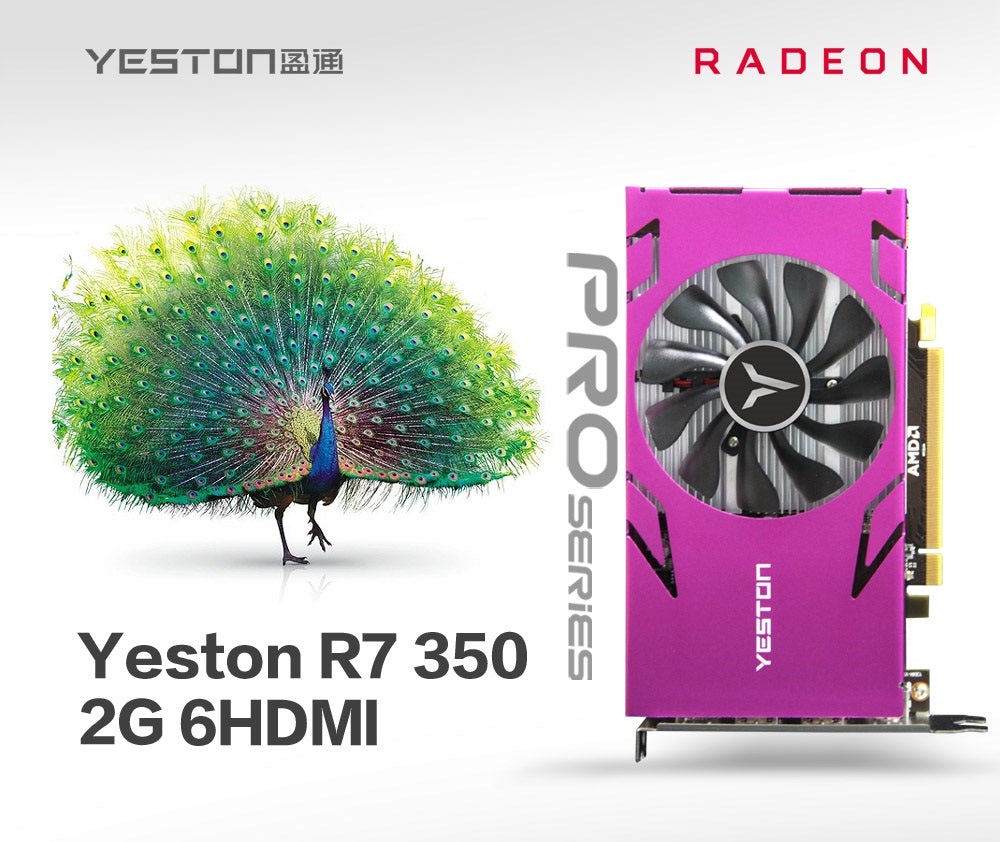 Yeston Radeon R7 350-2G 6HDMI 2GB 128bit GDDR5 800MHz 512processors PCIExpress 3.0*16 video cards 6 Screen Graphics Card DirectX12 6*HDMI compatible graphics card of Desktop