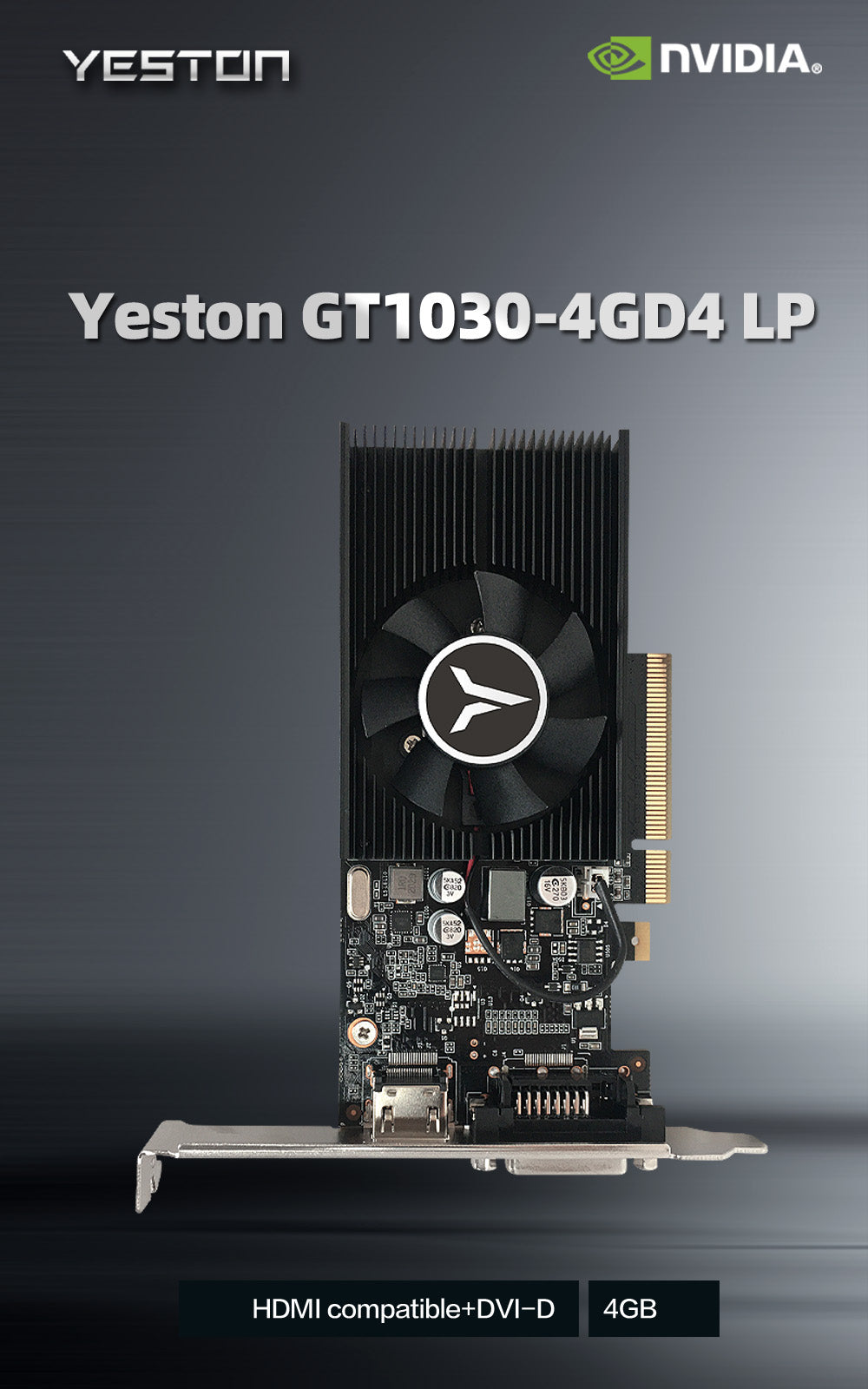 Yeston GT 1030 4GD4 LP 64bit Graphics Card PCIE 3.0 DDR4 Video Card for PC
