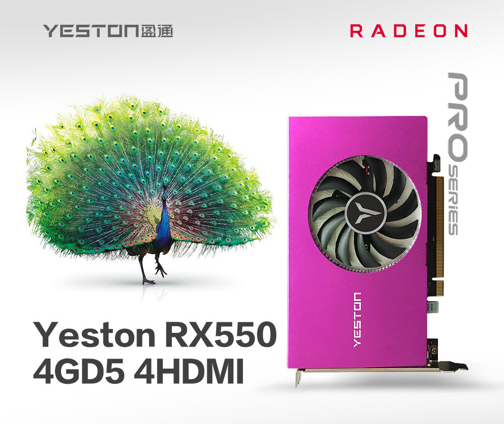 Yeston Radeon RX 550 4GB GDDR5 1183MHz 512processors video cards PCIExpress 3.0 DirectX12 Single Slot 4*HDMI compatible graphics card of Desktop