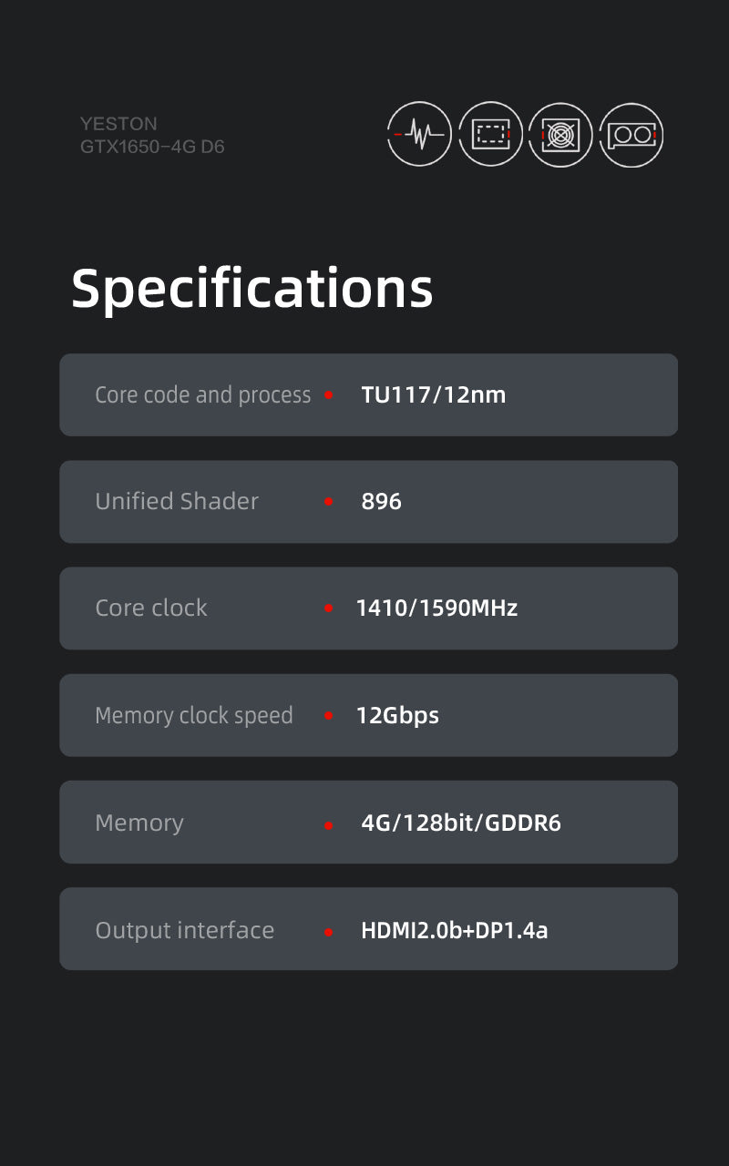 Yeston GeForce GTX 1650 4GB GDDR6 LP Single Slot Graphics cards Nvidia pci express 3.0 video cards DirectX 12 Desktop computer PC video gaming graphics card 4GB