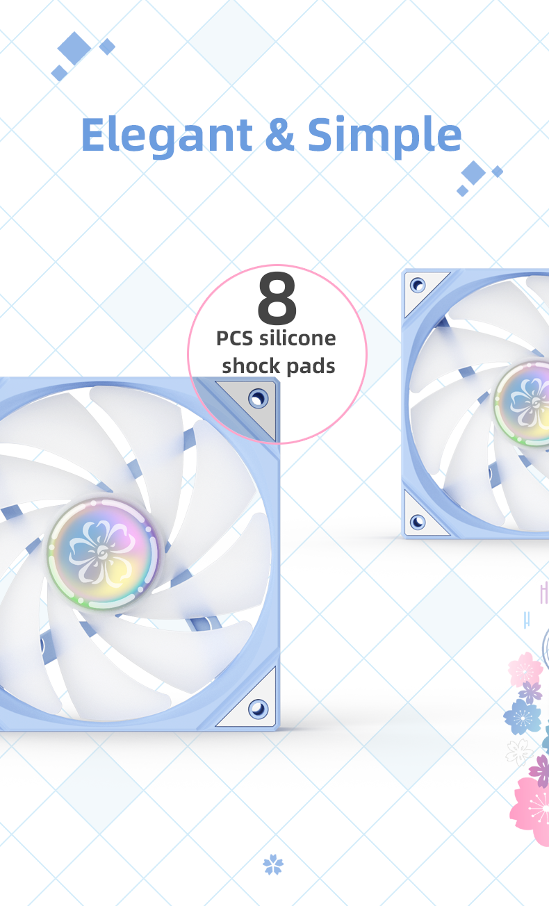 (March Promotion: $5 discount over $30)Yeston SAKURA Computer Case Fan ARGB LED 120mm Cooler Fan Quiet Edition High Airflow Color LED Case Fan 4pin PWM Silent Fan with Hydraulic Bearing (Reverse Fan)
