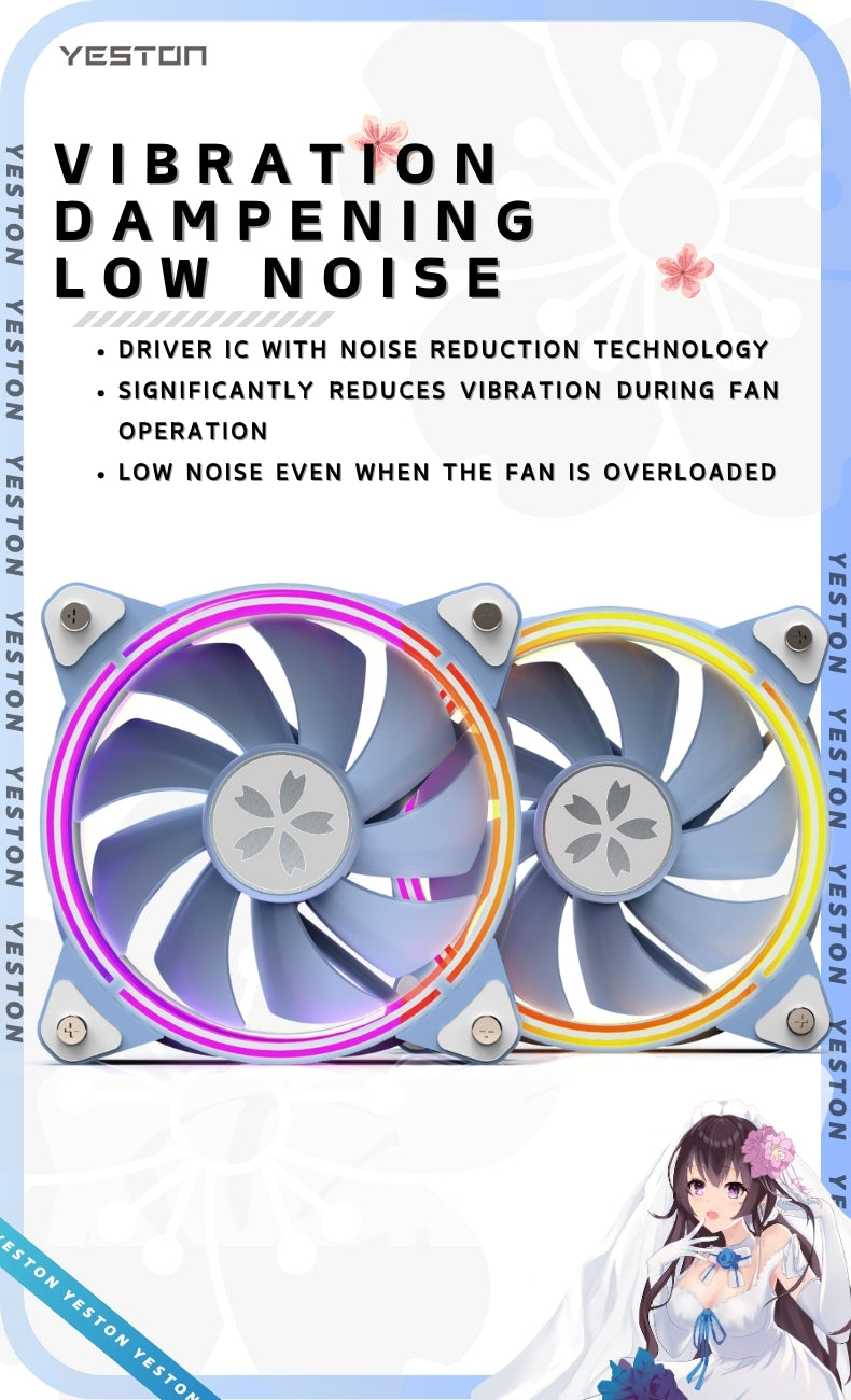 (March Promotion: $5 discount over $30)(Only Canada has inventory)Yeston * zeaginal SAKURA ARGB LED 120mm Case Fan,Quiet Edition High Airflow Color LED Case Fan for PC Cases, CPU Coolers,Radiators SystemComputer Case Cooling Fan
