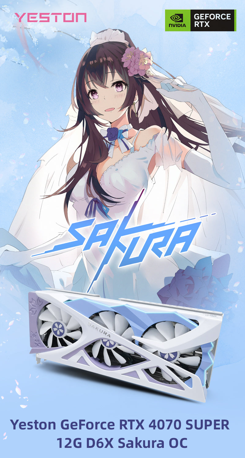 (Open Box Only US)Yeston Sakura Nvidia GeForce RTX 4070 Super Graphics Card GDDR6X 12G 192bit GDDR6X Gaming GPU(副本)