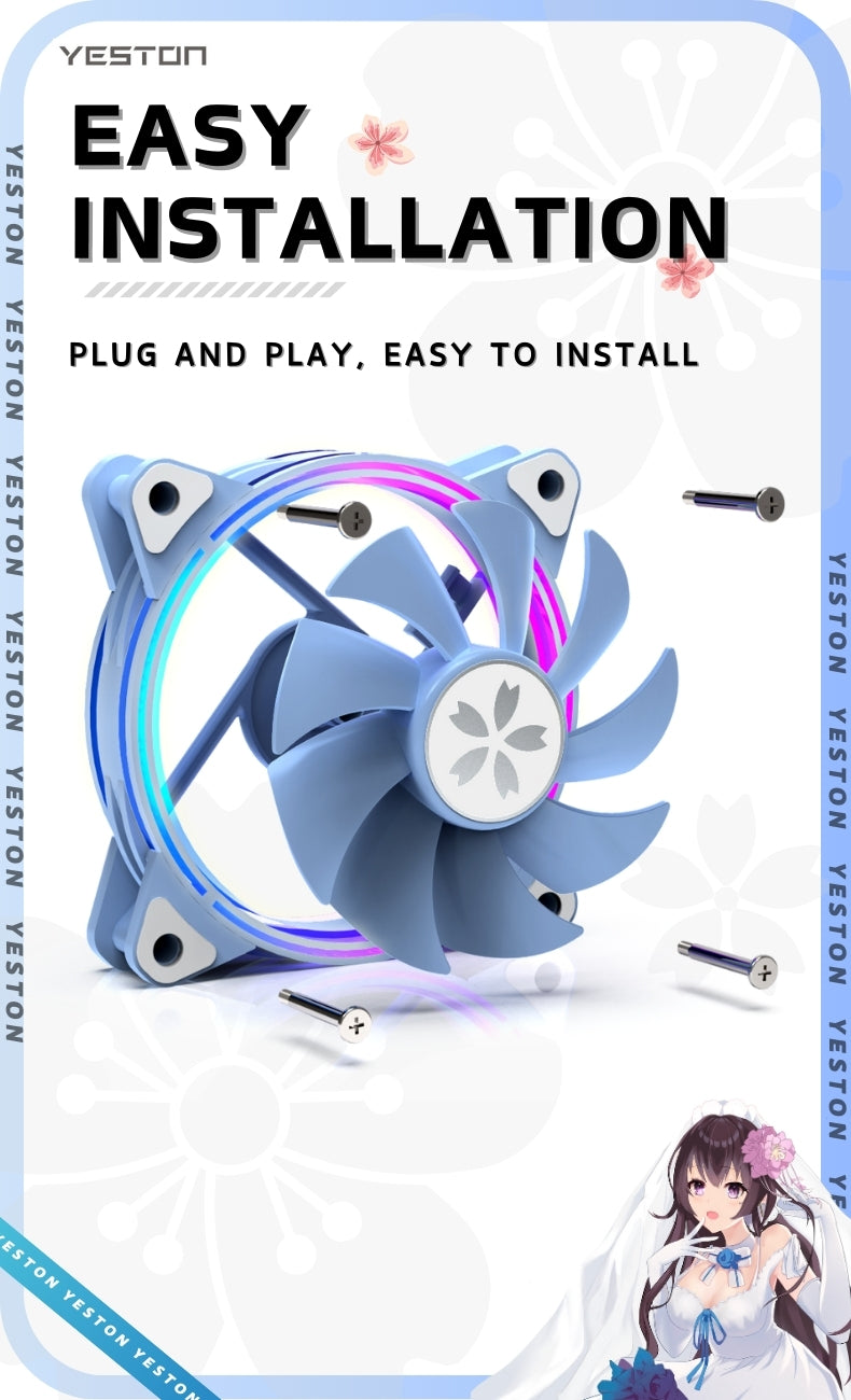 (March Promotion: $5 discount over $30)(Only Canada has inventory)Yeston * zeaginal SAKURA ARGB LED 120mm Case Fan,Quiet Edition High Airflow Color LED Case Fan for PC Cases, CPU Coolers,Radiators SystemComputer Case Cooling Fan