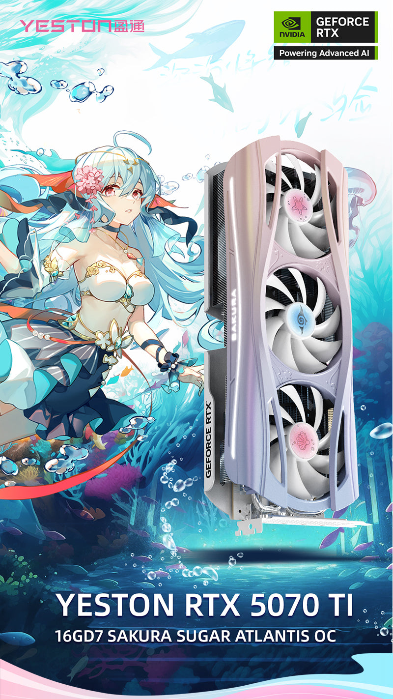 Yeston Sakura Atlantis Nvidia GeForce RTX 5070 Ti Graphics Card GDDR7 16G 256bit Gaming GPU
