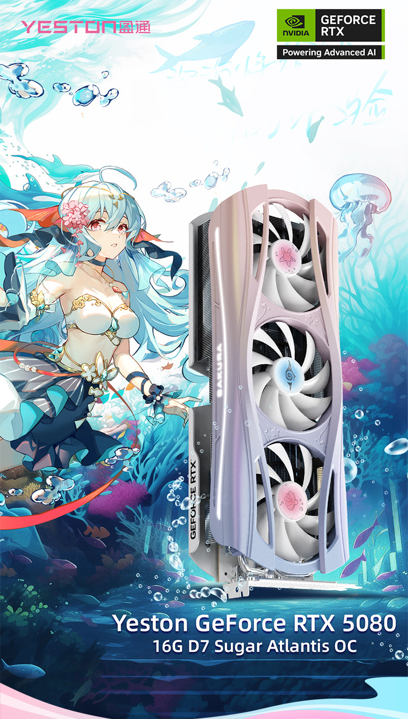 (September Promotion)Yeston Sakura Atlantis Nvidia GeForce RTX 5080 Graphics Card GDDR7 16G 256bit Gaming GPU