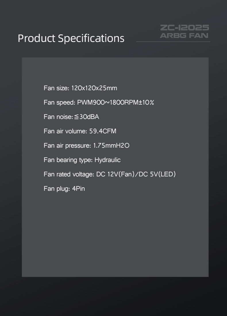 (Promotion: $5 discount over $30)(Only Canada has inventory) Zeaginal ZC-12025 ARGB Bling Bling LED 120mm Case Fan,Quiet Edition High Airflow Color LED Case Fan for PC Cases, CPU Coolers,Radiators SystemComputer Case Cooling Fan