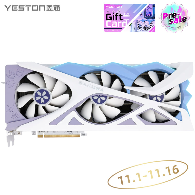 (11.1-11.16 Buy & Get a ＄20 Gift Card）Yeston Sakura Radeon RX 7800 XT 16G  GDDR6 256bit 5nm video cards Desktop computer PC Video Graphics Card