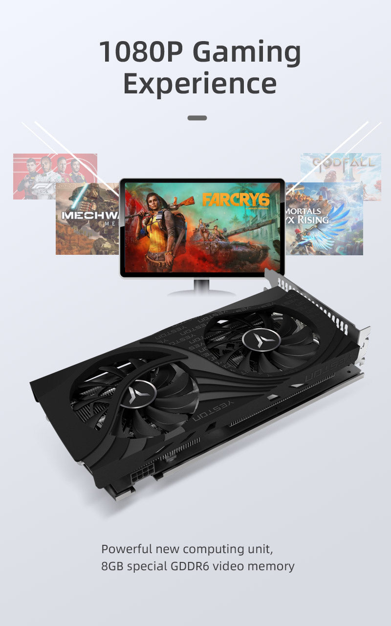 Yeston Radeon RX 6650 XT 8G GDDR6 128bit 7nm Desktop computer PC Video Graphics Card