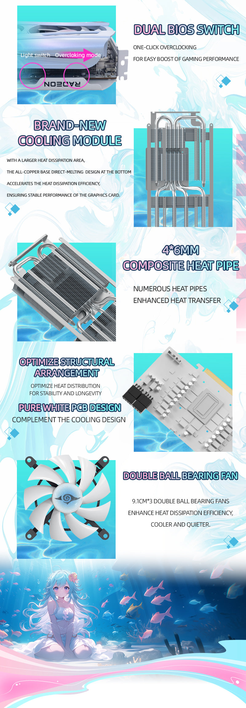 (October Promotion)Yeston Sakura Atlantis Radeon RX 9070 16G GDDR6 256bit 4nm video cards Desktop Computer PC Graphics Card