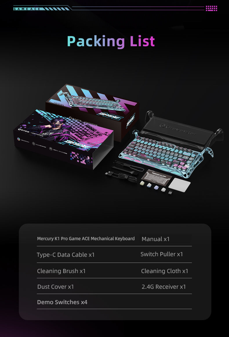 Yeston x Gravastar Mercury K1 Pro Game ACE Mechanical Keyboard