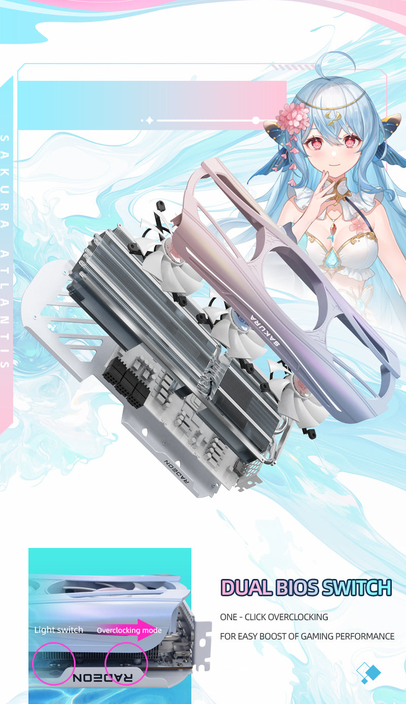 Yeston Sakura Atlantis Radeon RX 9070 XT 16G GDDR6 256bit 4nm video cards Desktop Computer PC Graphics Card