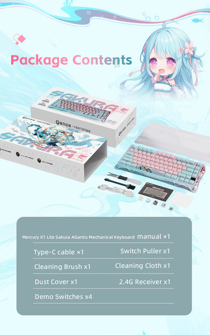Yeston x Gravastar Mercury K1 Lite Sakura Atlantis Mechanical Keyboard