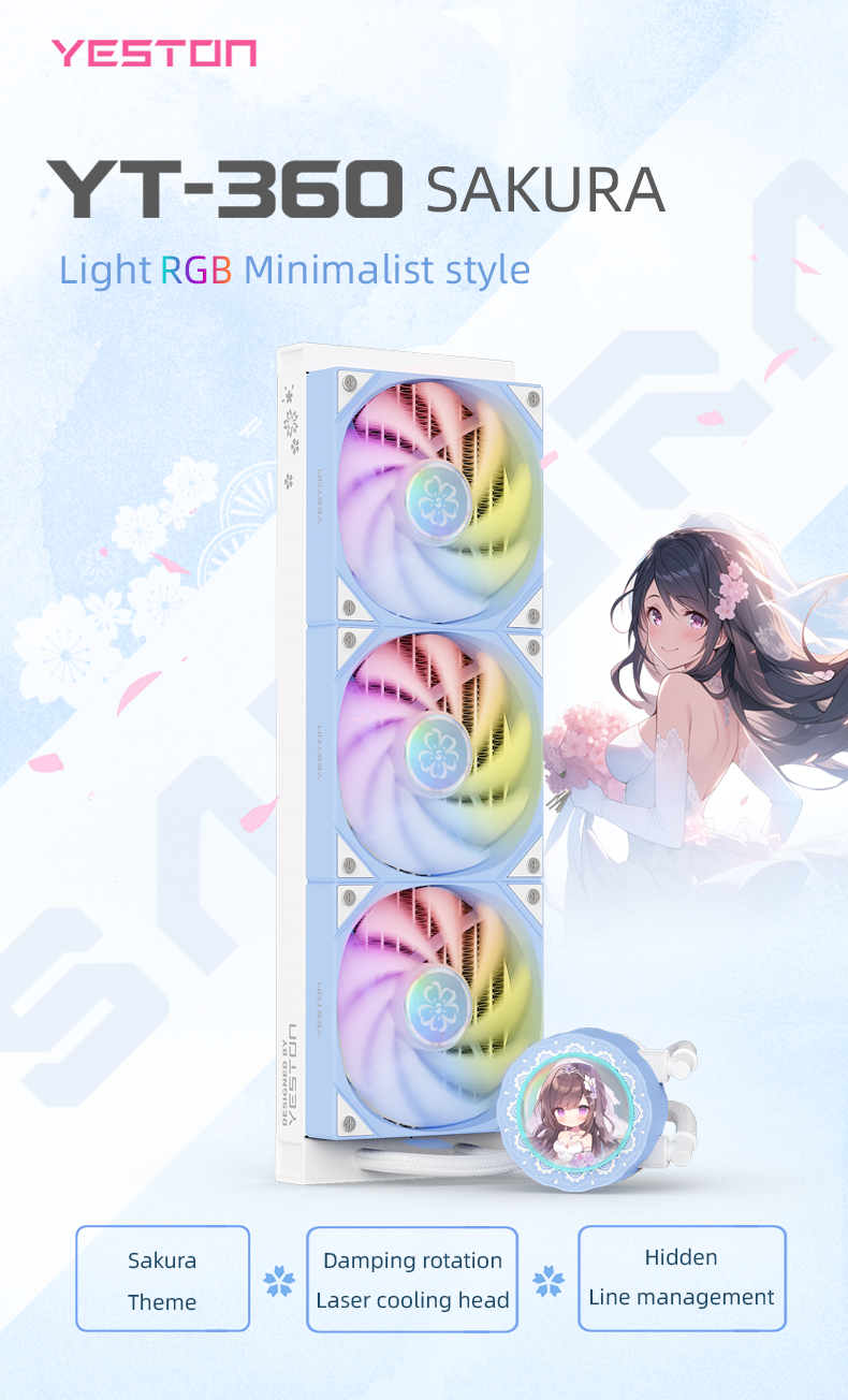 新品 水冷 cpuクーラー yeston yt-360 Yeston Sakura 360 Desktop Liquid CPU Cooler supports Intel