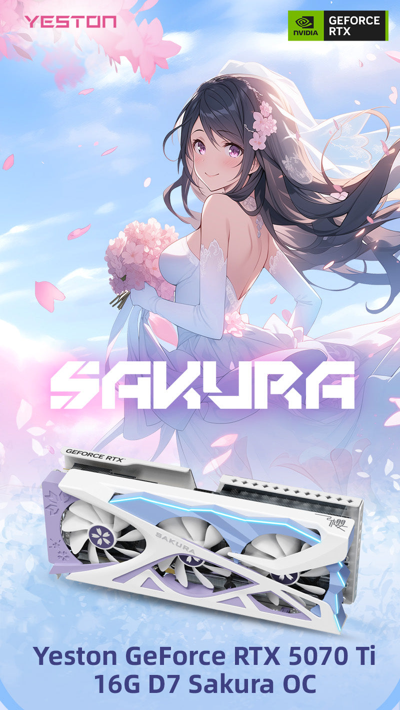 (Promotion-Only US)Yeston Sakura Nvidia GeForce RTX 5070 Ti Graphics Card GDDR7 16G 256bit Gaming GPU