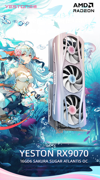 Yeston Sakura Atlantis  Radeon RX 9070 16G GDDR6 256bit 4nm video cards Desktop Computer PC Graphics Card