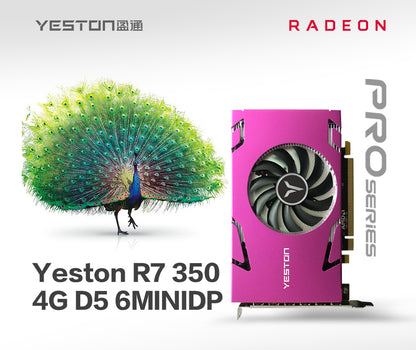 Yeston Radeon R7 350-4G 6MINIDP 4GB 128bit GDDR5 700MHz 512processors PCIExpress 3.0*16 video cards 6 Screen Graphics Card DirectX12 6*MINIDP compatible graphics card of Desktop