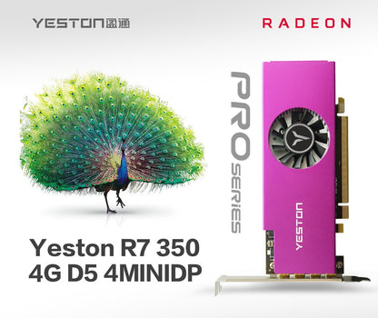 Yeston Radeon R7 350-4G 4MINIDP 4GB 128bit GDDR5 700MHz 512processors PCIExpress 3.0*16 video cards 4 Screen Graphics Card DirectX12 4*MINIDP compatible graphics card of Desktop