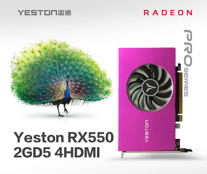 Yeston Radeon RX 550 2GB GDDR5 1071MHz 640processors PCIExpress 3.0 DirectX12 video cards Single Slot 4*HDMI compatible graphics card of Desktop