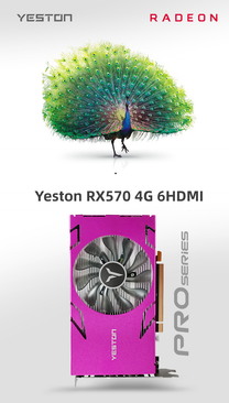 Yeston Radeon RX 570 4G 6HDMI 256bit Graphics Card PCI-Express 3.0*16 ...