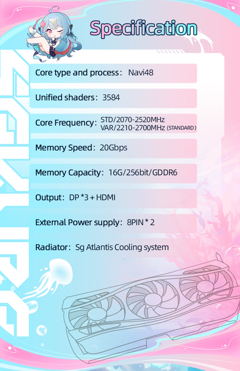 Yeston Sakura Atlantis  Radeon RX 9070 16G GDDR6 256bit 4nm video cards Desktop Computer PC Graphics Card