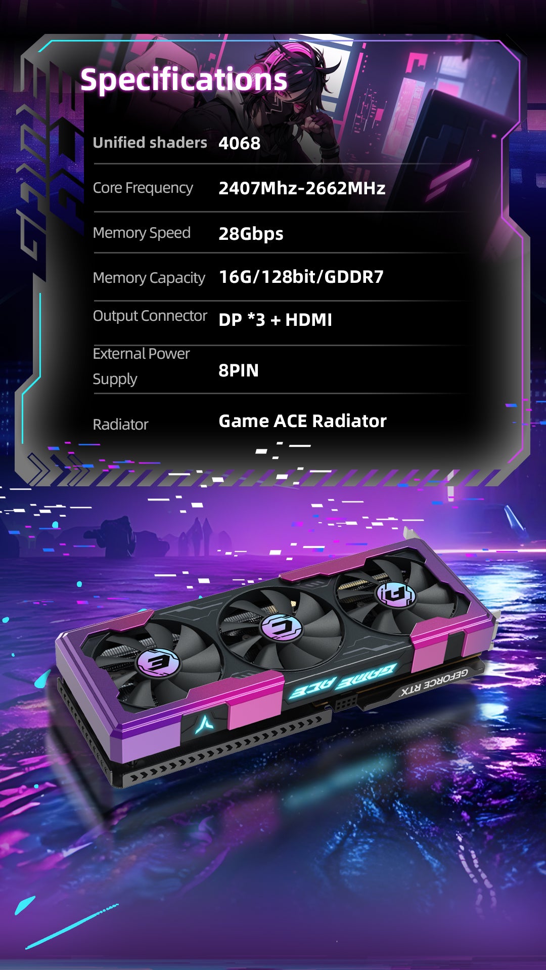 (Buy & Get $30 Gift Card)Yeston Game Ace Nvidia GeForce RTX 5060 Ti  16G 128bit GDDR7 Gaming GPU Graphics Card