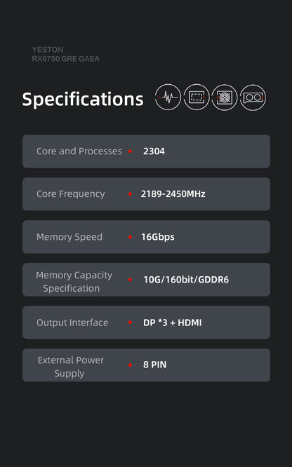 Yeston GAEA Radeon RX 6750 GRE 10GB D6 GDDR6 160bit 7nm video cards Desktop computer PC Video Graphics Card