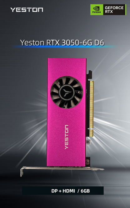 (March Promotion $10 Off) Yeston RTX 3050 6GB GDDR6 (Equipped with a half height baffle)Graphics cards Nvidia pci express 4.0 x8 video cards Desktop computer PC video gaming graphics card