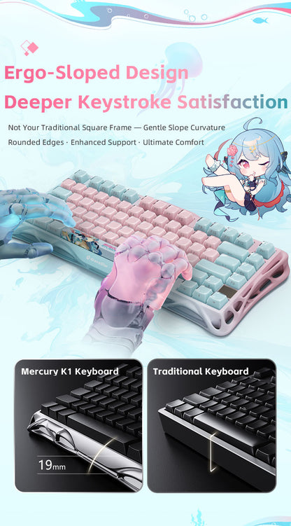 Yeston x Gravastar Mercury K1 Lite Sakura Atlantis Mechanical Keyboard