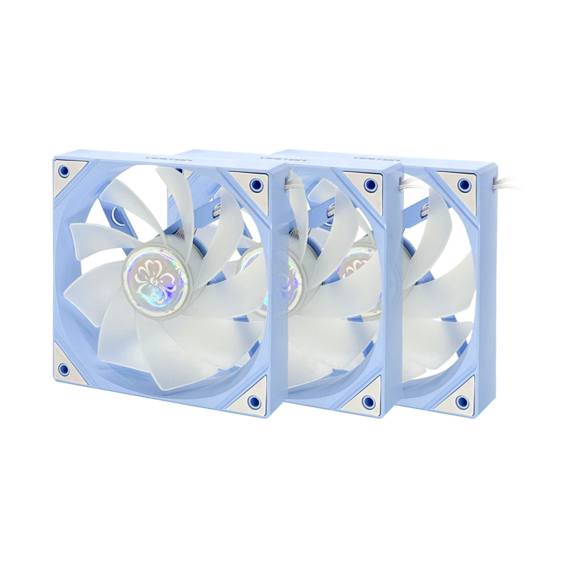 Yeston SAKURA Computer Case Fan ARGB LED 120mm Cooler Fan Quiet Edition High Airflow Color LED Case Fan 4pin PWM Silent Fan with Hydraulic Bearing (Reverse Fan)