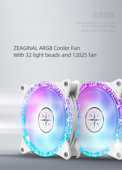 Zeaginal ZC-12025 ARGB Bling Bling LED 120mm Case Fan,Quiet Edition High Airflow Color LED Case Fan for PC Cases, CPU Coolers,Radiators SystemComputer Case Cooling Fan