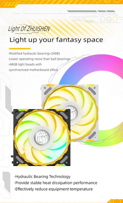 Zeaginal ARGB Light of Zhuishen LED 120mm Case Fan,Quiet Edition High Airflow Color LED Case Fan for PC Cases, CPU Coolers,Radiators SystemComputer Case Cooling Fan