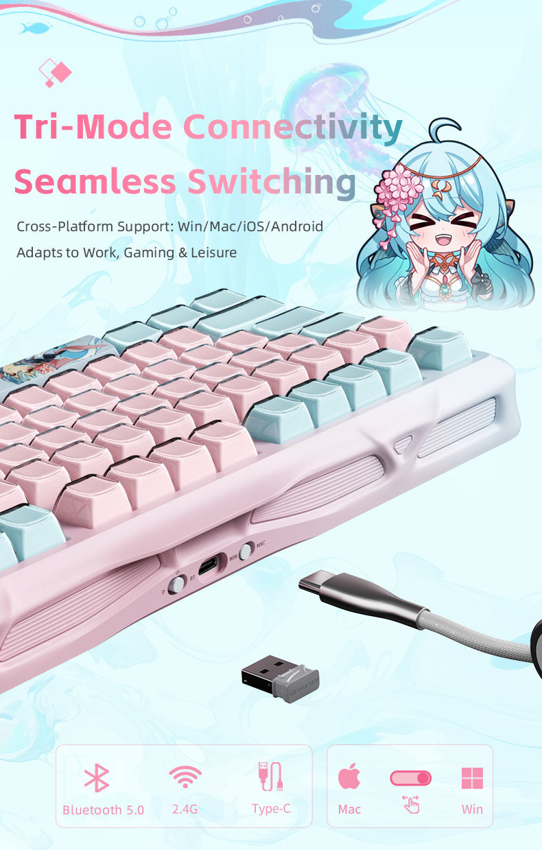 Yeston x Gravastar Mercury K1 Lite Sakura Atlantis Mechanical Keyboard