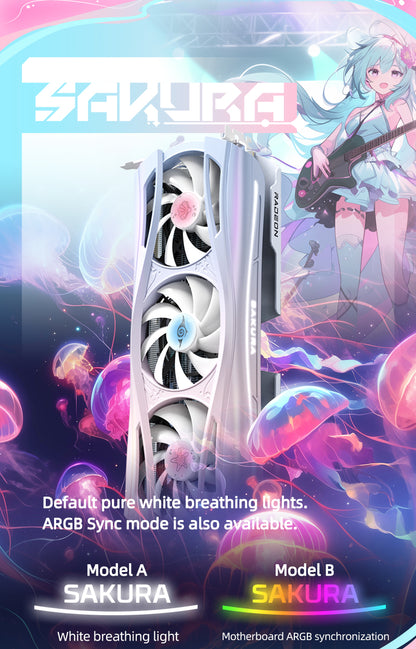 Yeston Sakura Atlantis  Radeon RX 9070 16G GDDR6 256bit 4nm video cards Desktop Computer PC Graphics Card
