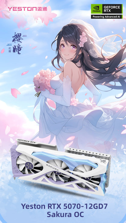 Yeston Sakura Nvidia GeForce RTX 5070 Graphics Card GDDR7 12G 192bit Gaming GPU
