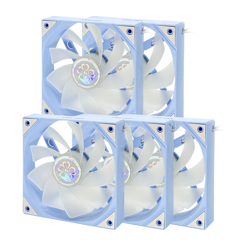 Yeston SAKURA Computer Case Fan ARGB LED 120mm Cooler Fan Quiet Edition High Airflow Color LED Case Fan 4pin PWM Silent Fan with Hydraulic Bearing (Reverse Fan)