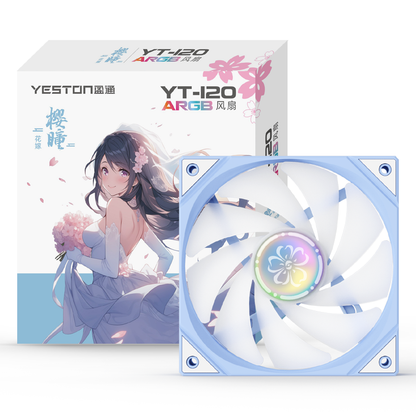 (11.21-12.05 ＄5 Off) Yeston SAKURA Computer Case Fan ARGB LED 120mm Cooler Fan Quiet Edition High Airflow Color LED Case Fan 4pin PWM Silent Fan with Hydraulic Bearing (Forward Fan)