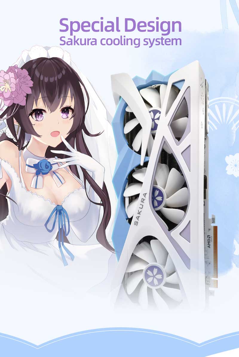 (Promotion $20 Off)Yeston Sakura Radeon RX 6800 XT 16GB D6 GDDR6(No HDMI interface) 256bit 7nm video cards Desktop computer PC Video Graphics Card(Only supports single DP interface output)