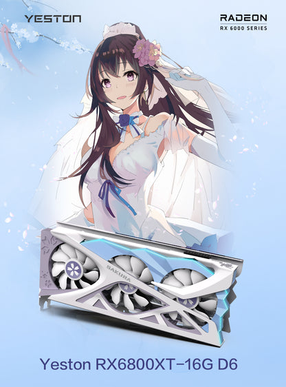 (Open Box Only US)Yeston Sakura Radeon RX 6800 XT 16GB D6 GDDR6 256bit 7nm video cards Desktop computer PC Video Graphics Card
