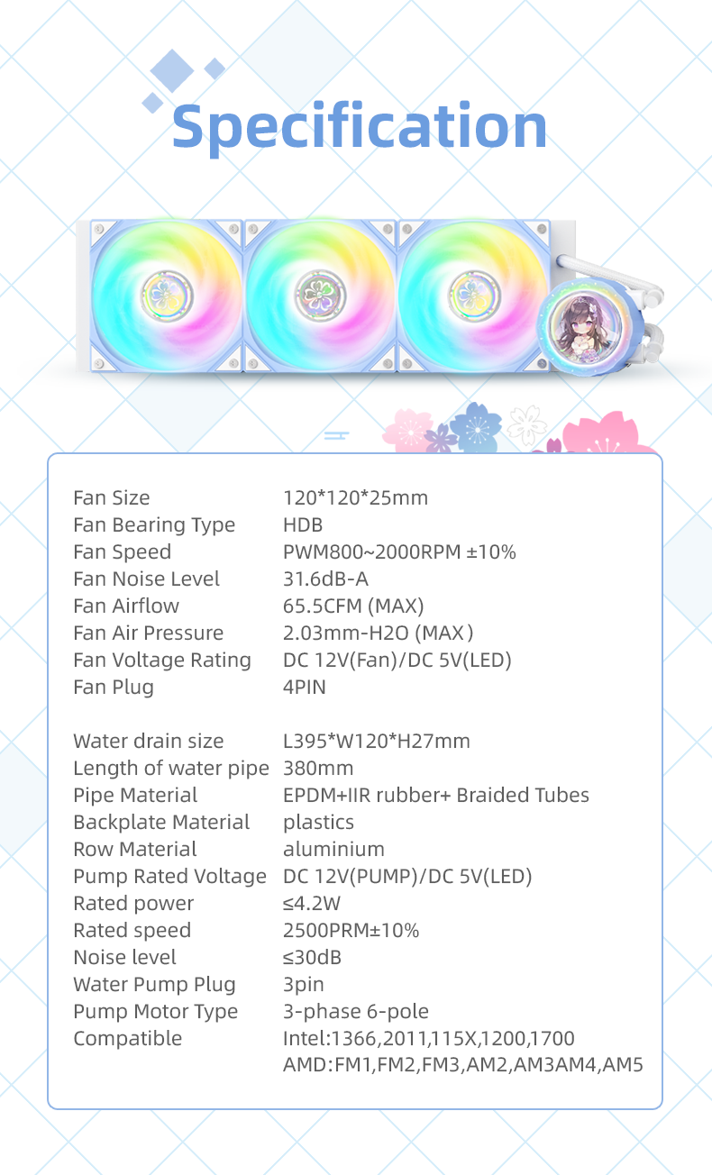Yeston Sakura 360 Desktop Liquid CPU Cooler supports Intel / AMD Yeston Sakura 360 Desktop Liquid CPU Cooler supports Intel / AMD