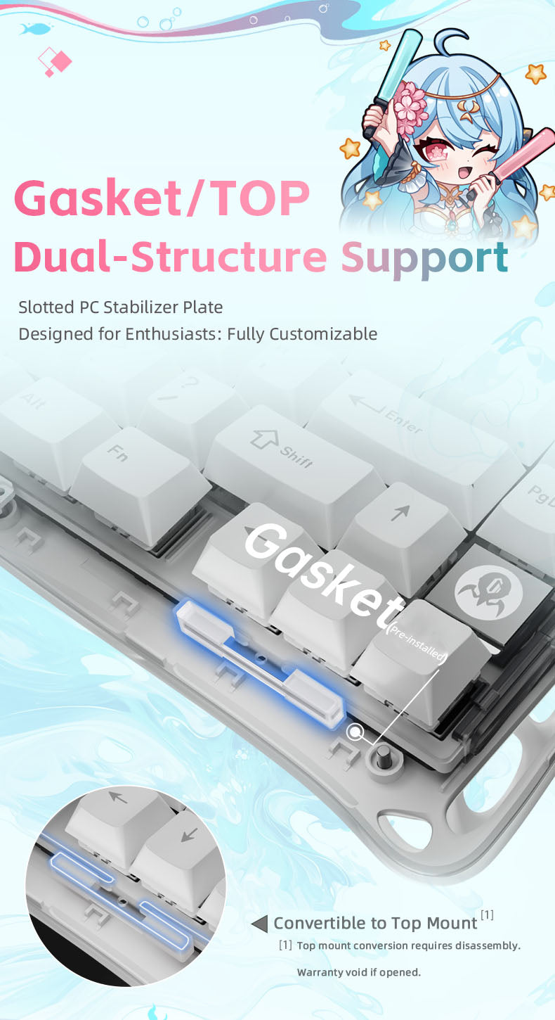 Yeston x Gravastar Mercury K1 Lite Sakura Atlantis Mechanical Keyboard