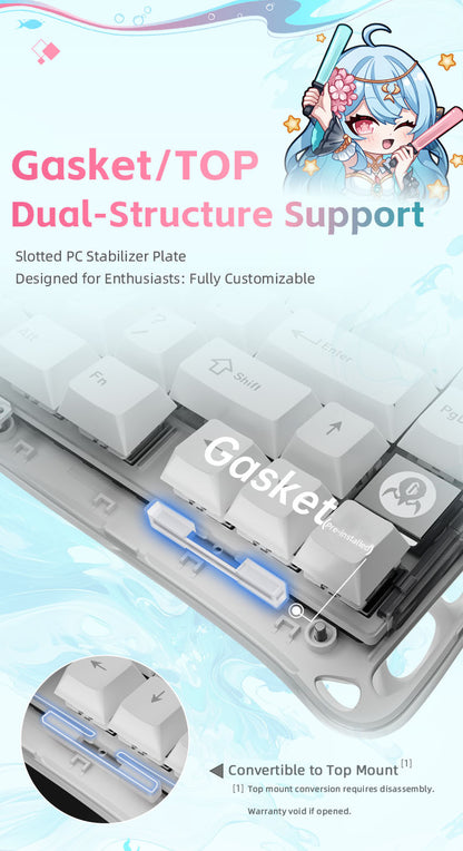 Yeston x Gravastar Mercury K1 Lite Sakura Atlantis Mechanical Keyboard