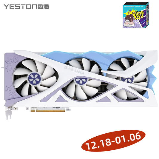 (12.18-01.06 Buy & Get a Blindbox) Yeston Sakura Radeon RX 7700 XT 12G GDDR6 192bit 5nm video cards Desktop computer PC Video Graphics Card