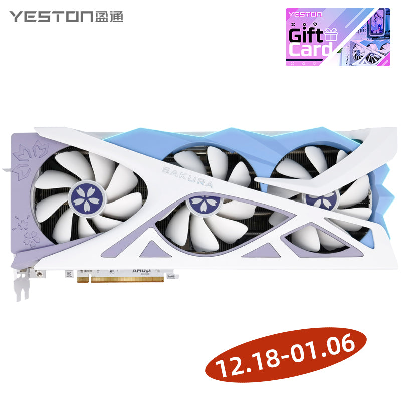 (12.18-01.06 Buy & Get ＄20 Gift Card) Yeston Sakura Radeon RX 7800 XT 16G GDDR6 256bit 5nm video cards Desktop computer PC Video Graphics Card