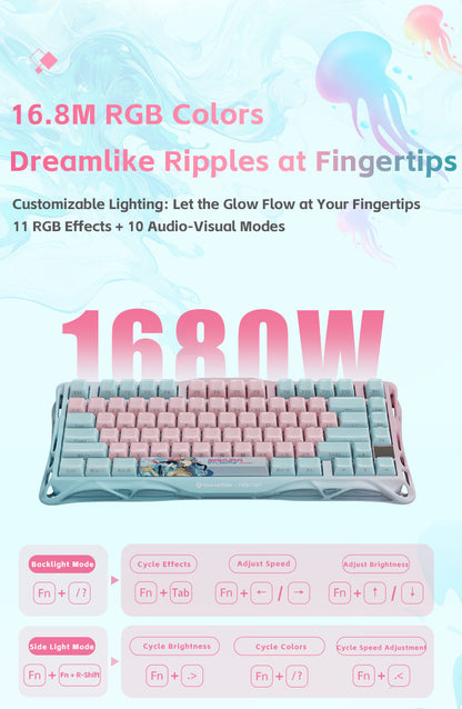 Yeston x Gravastar Mercury K1 Lite Sakura Atlantis Mechanical Keyboard