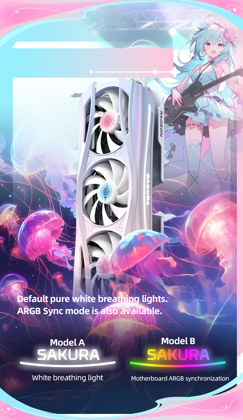 Yeston Sakura Atlantis  Radeon RX 9070 XT 16G GDDR6 256bit 4nm video cards Desktop Computer PC Graphics Card