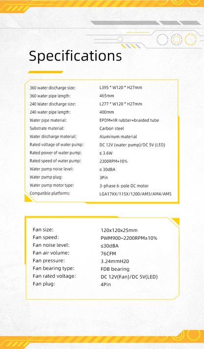 Yeston*Zeaginal ZC-ZEUS 360/240 Radiator Liquid CPU Cooler LCD Screen water cooling radiator ARGB synchronous PDB bearing fan Fits Intel LGA1700/1200/115X AMD AM5/AM4/AM3